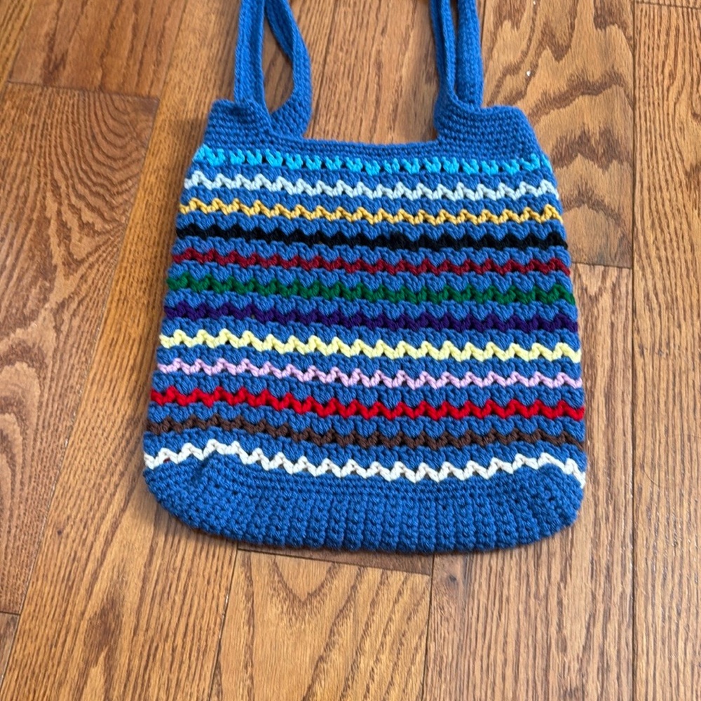 Multicolor Striped Crochet Tote Bag